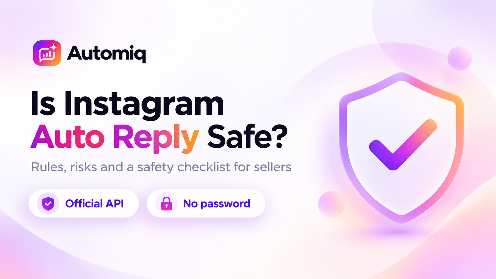 Automiq cover graphic showing a shield and a safe Instagram auto reply